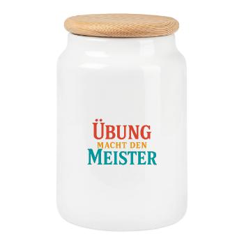Practice forging the Master - Cookie Jar with Wooden Lid - white - Front