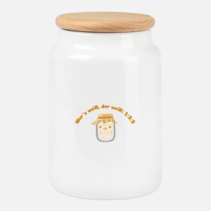 Sourdough starter - Cookie Jar with Wooden Lid - white