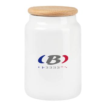 Colorful Abstract Graphic Design - Cookie Jar with Wooden Lid - white - Front