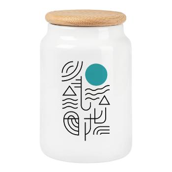 Geomic Water and Sky Pressure - Cookie Jar with Wooden Lid - white - Front