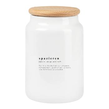 Marcher, Verbe : Air frais vs. objectif de pas - Boîte à biscuits avec couvercle en bois - blanc - Devant