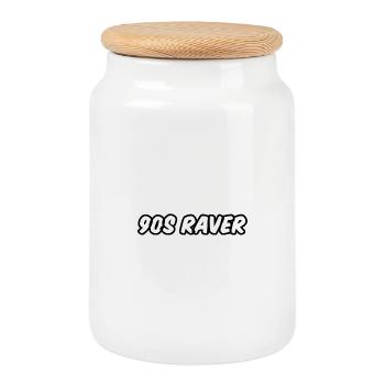 Design Raver des années 90. - Boîte à biscuits avec couvercle en bois - blanc - Devant