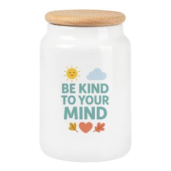 Be kind to your spirit - Cookie Jar with Wooden Lid - white - Front