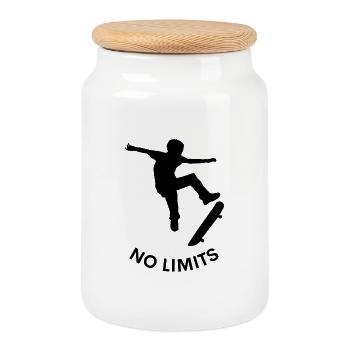 No Limits – Rêves de skateboard - Boîte à biscuits avec couvercle en bois - blanc - Devant