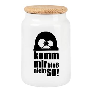Pinguin Fun Spruch Geschenk Tier lustig - Keksdose mit Holzdeckel - Weiß - Vorne