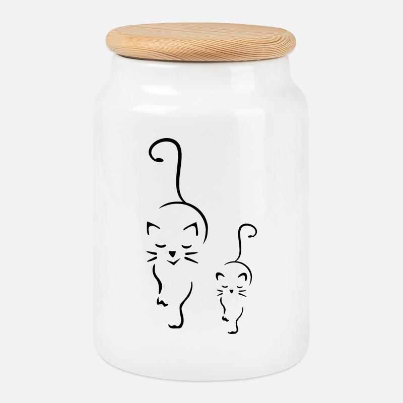 Katzen- & Kätzchen Motiv - Keksdose mit Holzdeckel - Weiß