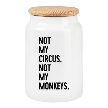 Pas mon cirque, pas mes singes - Boîte à biscuits avec couvercle en bois - blanc - Devant