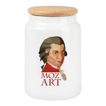 Mozart - Keksdose mit Holzdeckel - Weiß - Vorne