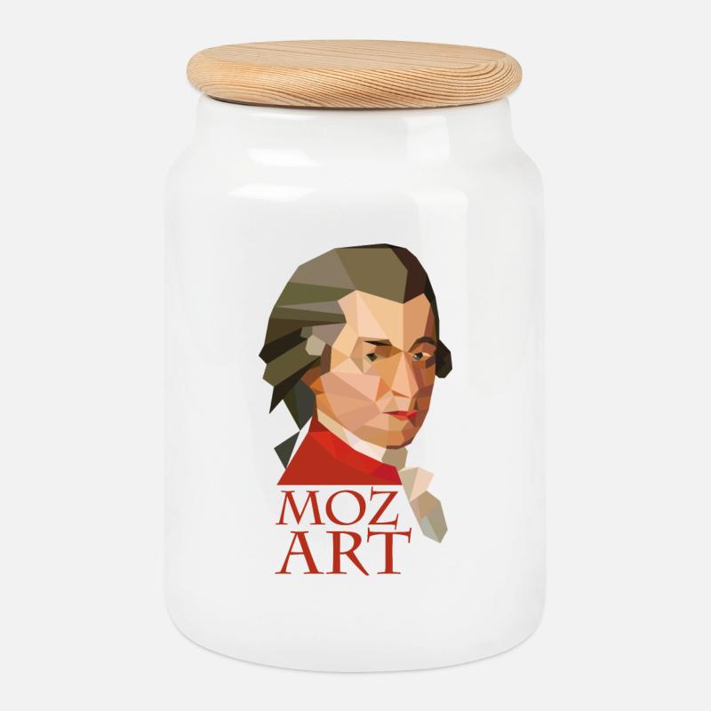Mozart - Keksdose mit Holzdeckel - Weiß