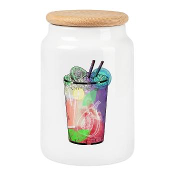 Des ambiances colorées de cocktail dans un verre - Boîte à biscuits avec couvercle en bois - blanc - Devant