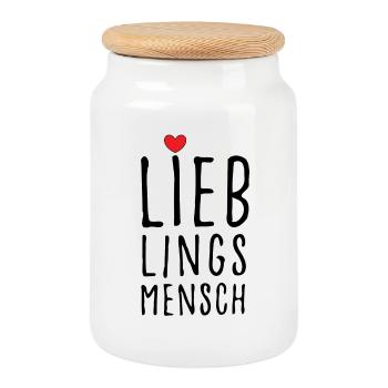 Lieblingsmensch - Keksdose mit Holzdeckel - Weiß - Vorne