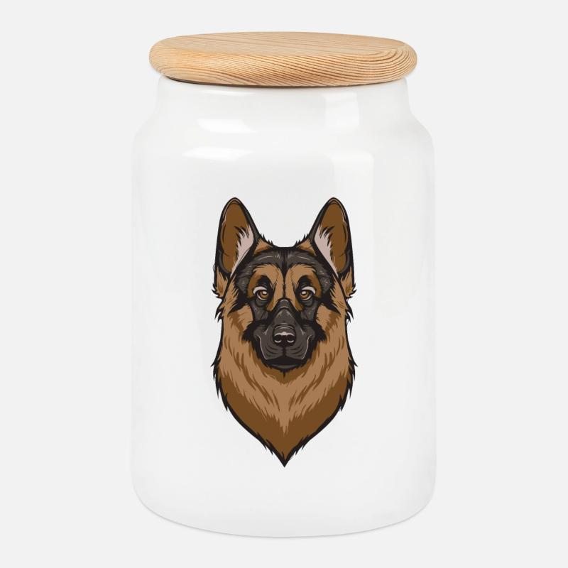 Deutscher Schäferhund - Keksdose mit Holzdeckel - Weiß