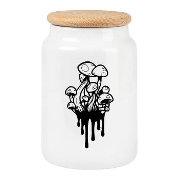 Zauberpilze, Magic Mushrooms, Tropfen - Keksdose mit Holzdeckel - Weiß - Vorne