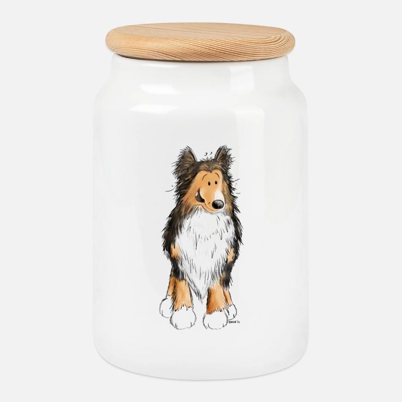 Kleiner Sheltie I Shelties I Hunde Comic - Keksdose mit Holzdeckel - Weiß