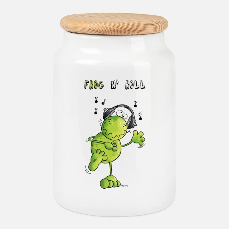 Frog n' Roll - Keksdose mit Holzdeckel - Weiß