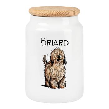 Lustiger Briard - Hund - Beger de Brie - Geschenk - Keksdose mit Holzdeckel - Weiß - Vorne