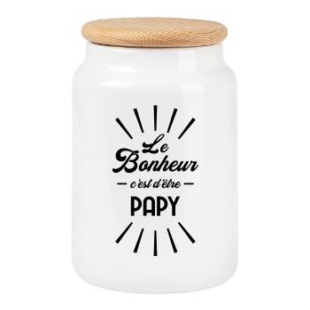 Papy Papi Grand Père Grand-Père Famille Noël - Cookie Jar with Wooden Lid - white - Front