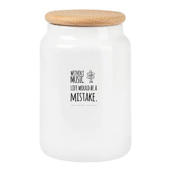 Without music, life is a mistake – music saying - Cookie Jar with Wooden Lid - white - Front