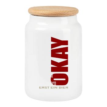 NE PRENEZ PAS DE JEÛNE Ok d’abord une bière - Boîte à biscuits avec couvercle en bois - blanc - Devant