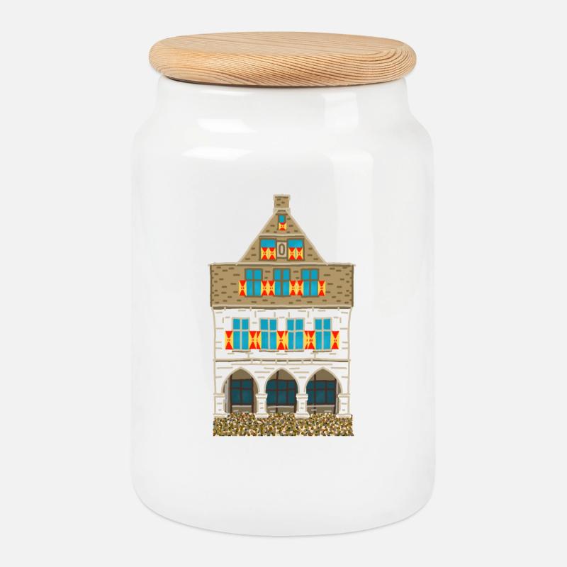 Werne a. d. Lippe, Historisches Rathaus - Keksdose mit Holzdeckel - Weiß