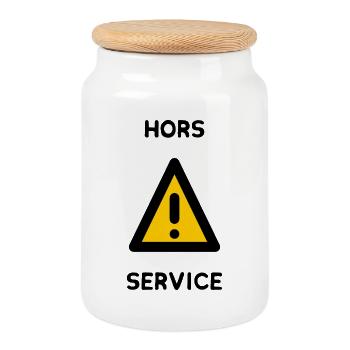 HORS SERVICE. PANNEAU. DANGER. HUMOUR. DRÔLE - Boîte à biscuits avec couvercle en bois - blanc - Devant