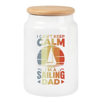 Sailor Dad - Cookie Jar with Wooden Lid - white - Front