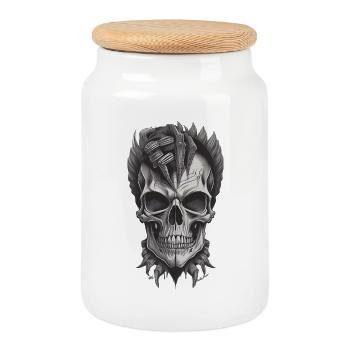 Cool Skull - Keksdose mit Holzdeckel - Weiß - Vorne