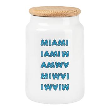Miami Blue - Boîte à biscuits avec couvercle en bois - blanc - Devant