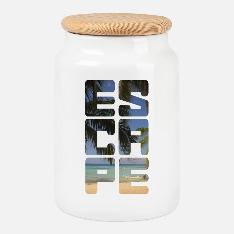 Escape Beach - Keksdose mit Holzdeckel - Weiß