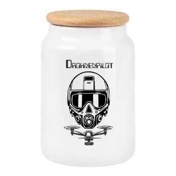 Drohnenpilot 5 - Keksdose mit Holzdeckel - Weiß - Vorne