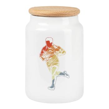 Croquis de rugby - Boîte à biscuits avec couvercle en bois - blanc - Devant