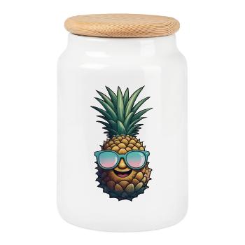 Ananas Ananas Cool Sunglasses Cadeau - Boîte à biscuits avec couvercle en bois - blanc - Devant