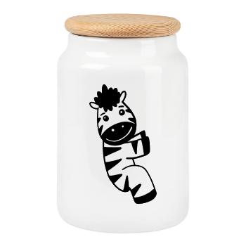 Animal zèbre - Boîte à biscuits avec couvercle en bois - blanc - Devant