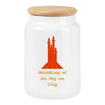 Un accompagnement sur la voie du succès - Boîte à biscuits avec couvercle en bois - blanc - Devant