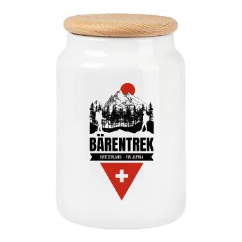 Suisse Barentrek Via Alpina - Boîte à biscuits avec couvercle en bois - blanc - Devant