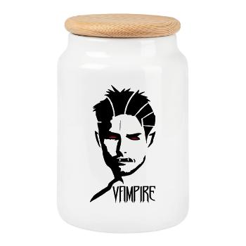 Male vampire - Cookie Jar with Wooden Lid - white - Front