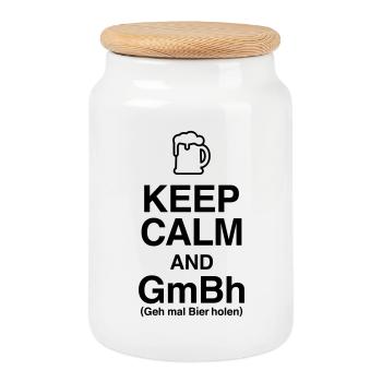 Keep Calm und geh mal Bier holen - Keksdose mit Holzdeckel - Weiß - Vorne