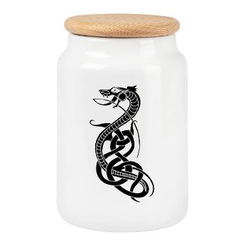Infinite Black Snake - Cookie Jar with Wooden Lid - white - Front