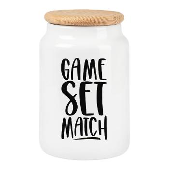 Game Set Match - Cookie Jar with Wooden Lid - white - Front