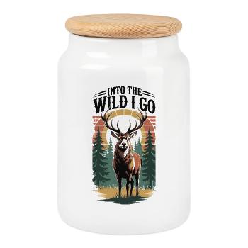 Hiking - Into the Wild I Go - Cookie Jar with Wooden Lid - white - Front