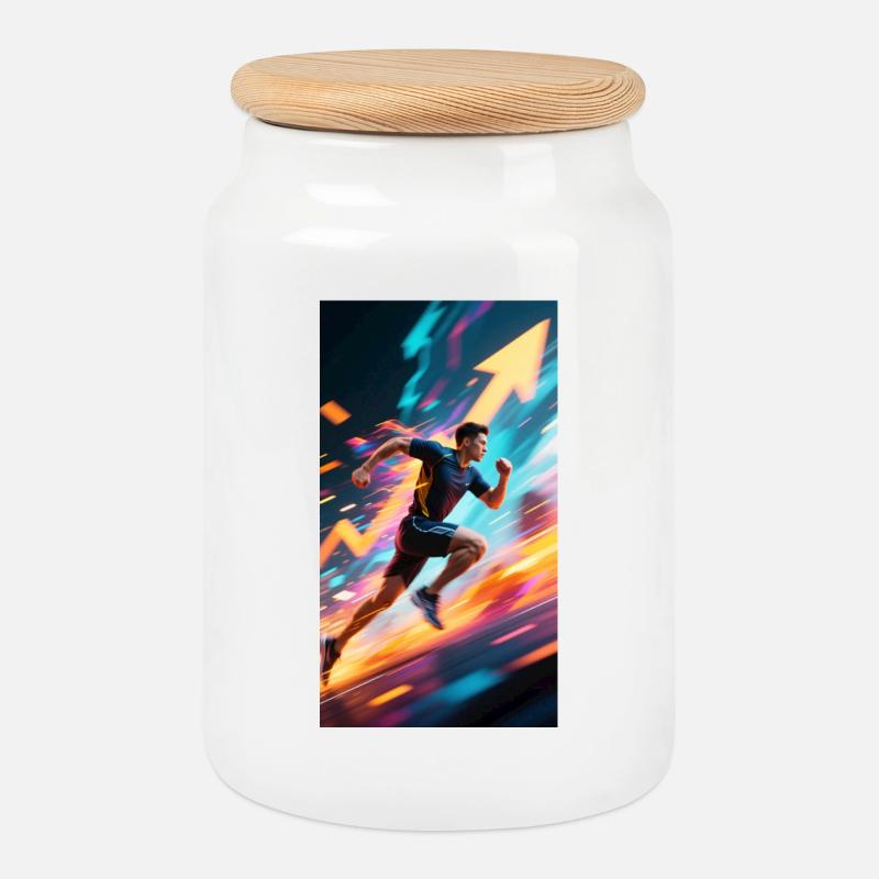 keep moving - Cookie Jar with Wooden Lid - white