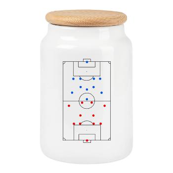 Tactiques de terrain de football de conception unisexe - Boîte à biscuits avec couvercle en bois - blanc - Devant