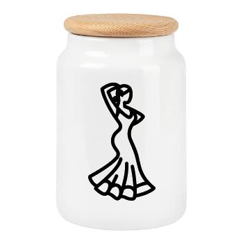 flamenco - Boîte à biscuits avec couvercle en bois - blanc - Devant