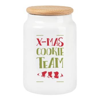 X-Mas Cookies Team - Cookie Jar with Wooden Lid - white - Front
