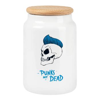 PUNKS NOT DEAD #2 - steam punk'n'roll - Cookie Jar with Wooden Lid - white - Front
