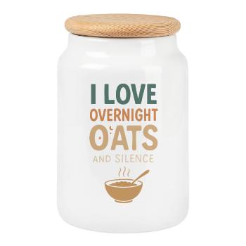 Porridge Breakfast Culture Overnight - Cookie Jar with Wooden Lid - white - Front