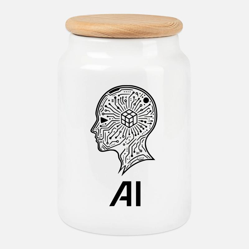 künstliche Intelligenz - Keksdose mit Holzdeckel - Weiß