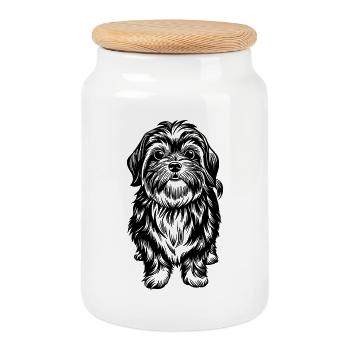 Shih Tzu - Keksdose mit Holzdeckel - Weiß - Vorne