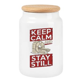Technicien IRM : Reste calme et reste immobile Radiologue - Boîte à biscuits avec couvercle en bois - blanc - Devant