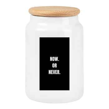 Now or Never - Grosse faute de frappe - Boîte à biscuits avec couvercle en bois - blanc - Devant